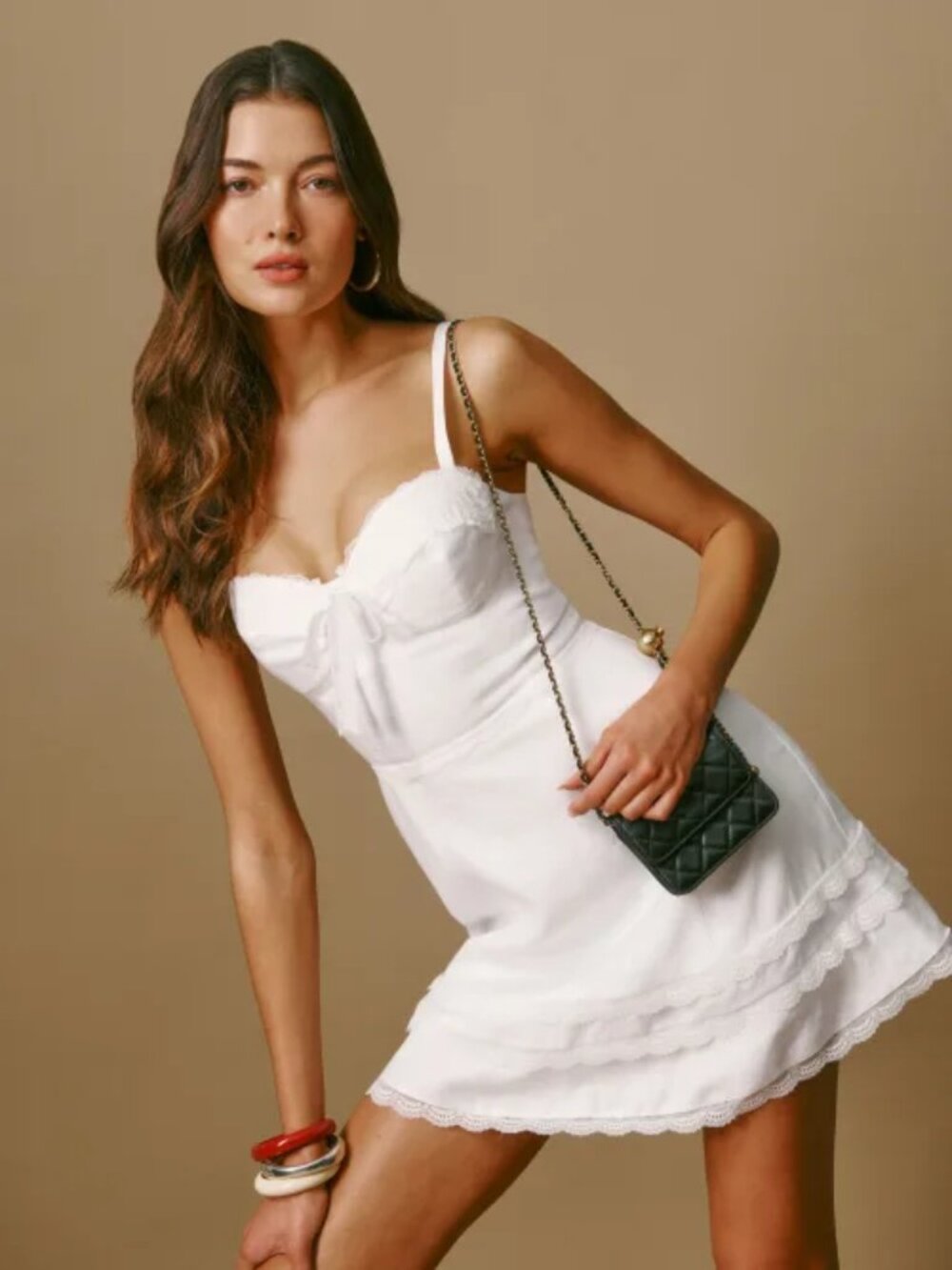 NWOT Reformation Arya Linen Dress in White Mini Sleeveless Lace Size 4